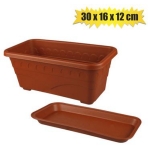 Plastic, Rectangle Planter with Tray 30cm